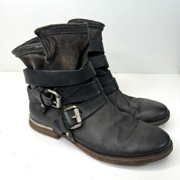 A.S.98 Ankle Moto Boots Womens Size 38 US 7.5/8 Leather Bikercore Boho Western - Picture 1 of 11